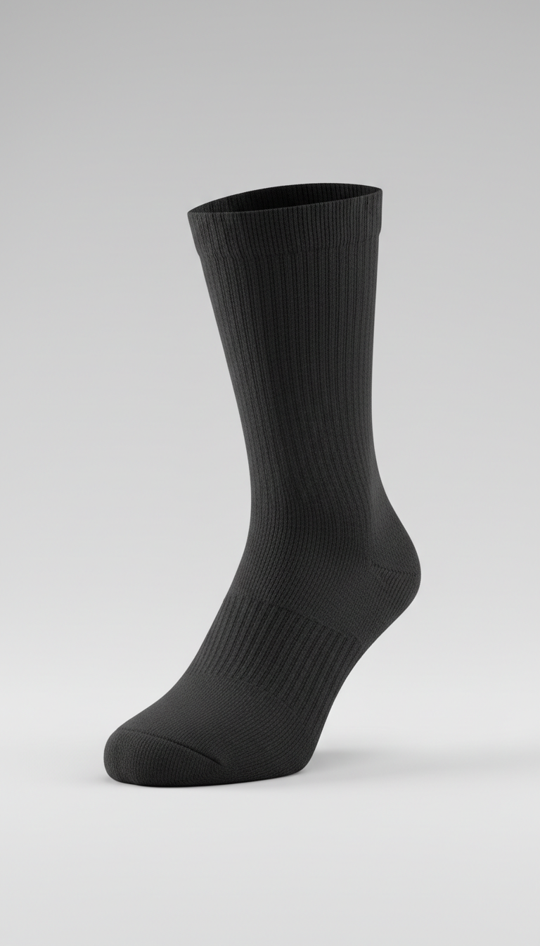 Black antibacterial mid-calf sock