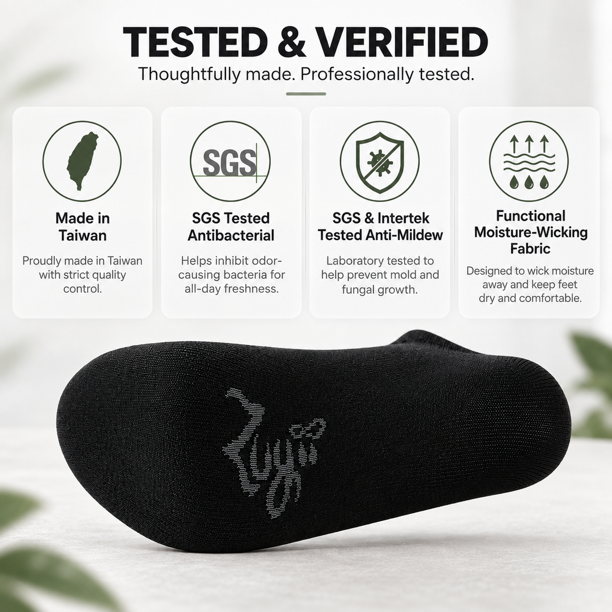 5-Pack Cotton-Rich Low-Cut Socks (Antibacterial, Anti-Mildew & Odor Control)