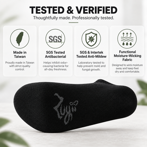 5-Pack Cotton-Rich Low-Cut Socks (Antibacterial, Anti-Mildew & Odor Control)