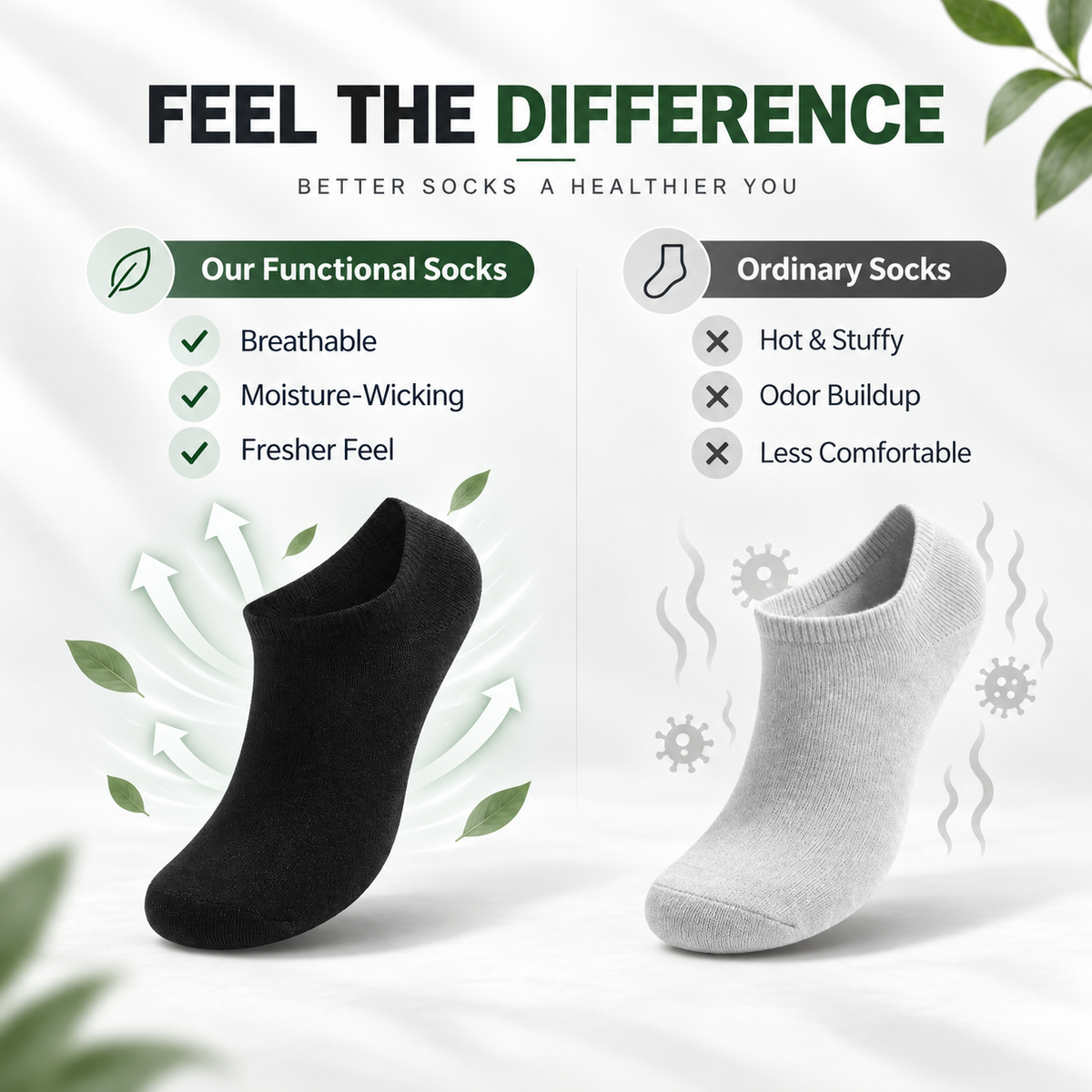 5-Pack Cotton-Rich Low-Cut Socks (Antibacterial, Anti-Mildew & Odor Control)