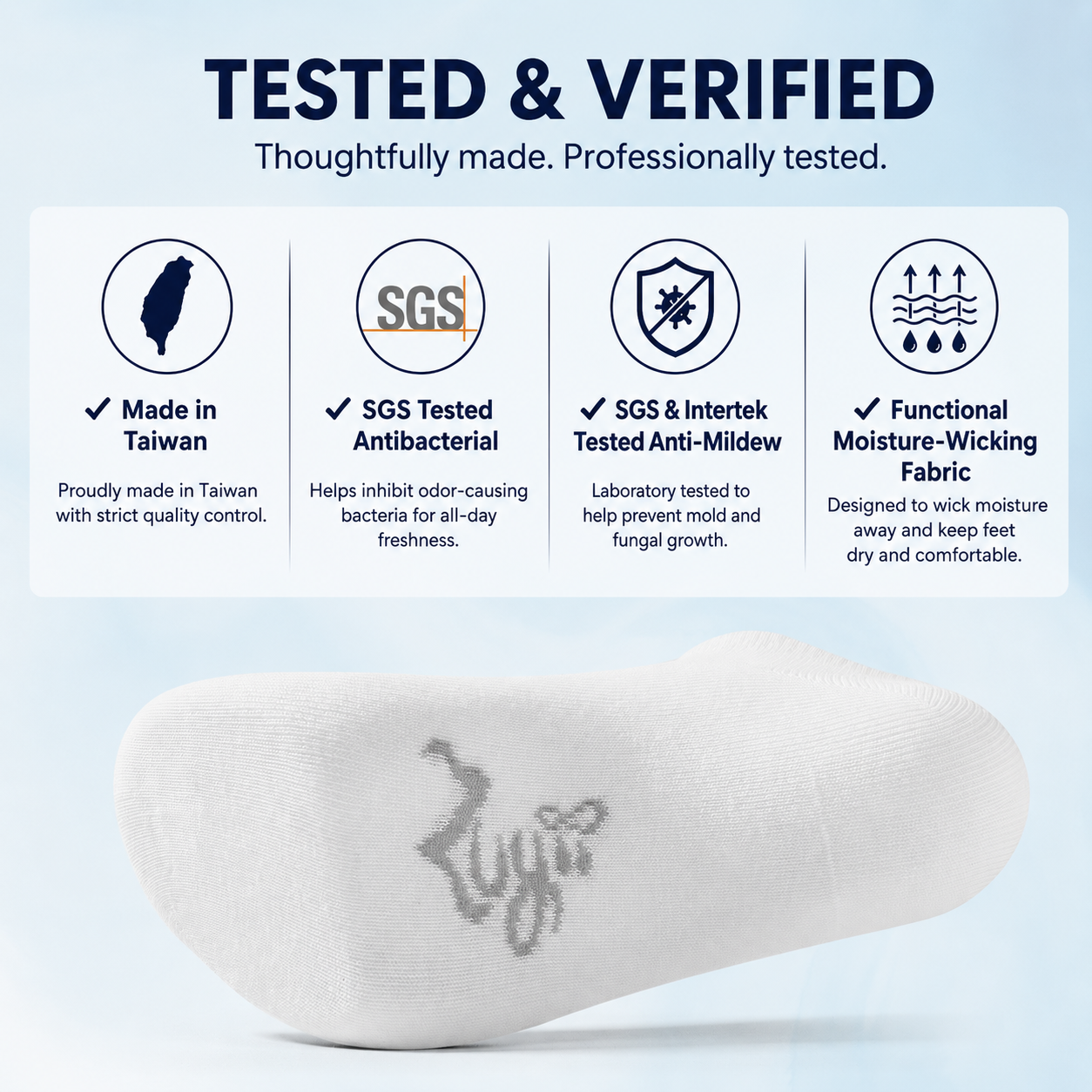 5-Pack Cotton-Rich Low-Cut Socks (Antibacterial, Anti-Mildew & Odor Control)