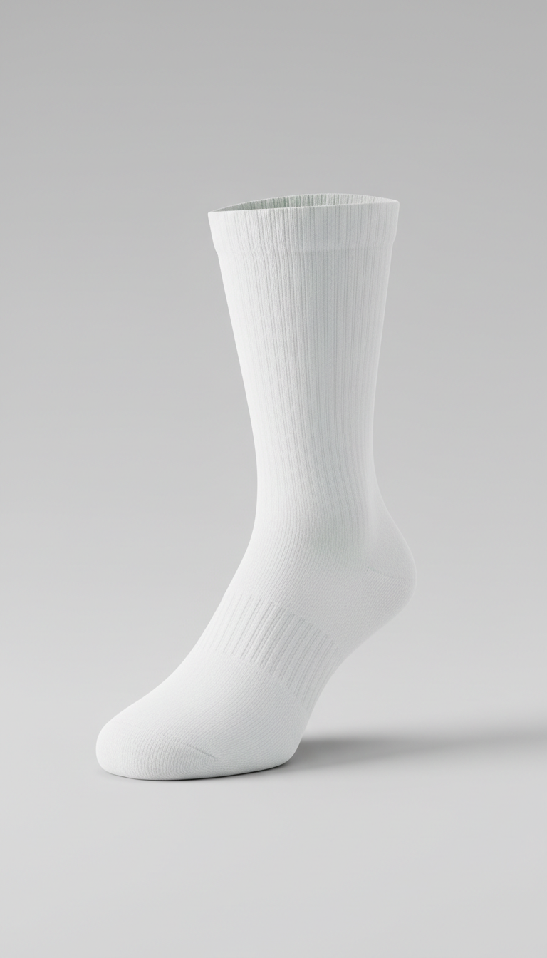 White antibacterial mid-calf sock